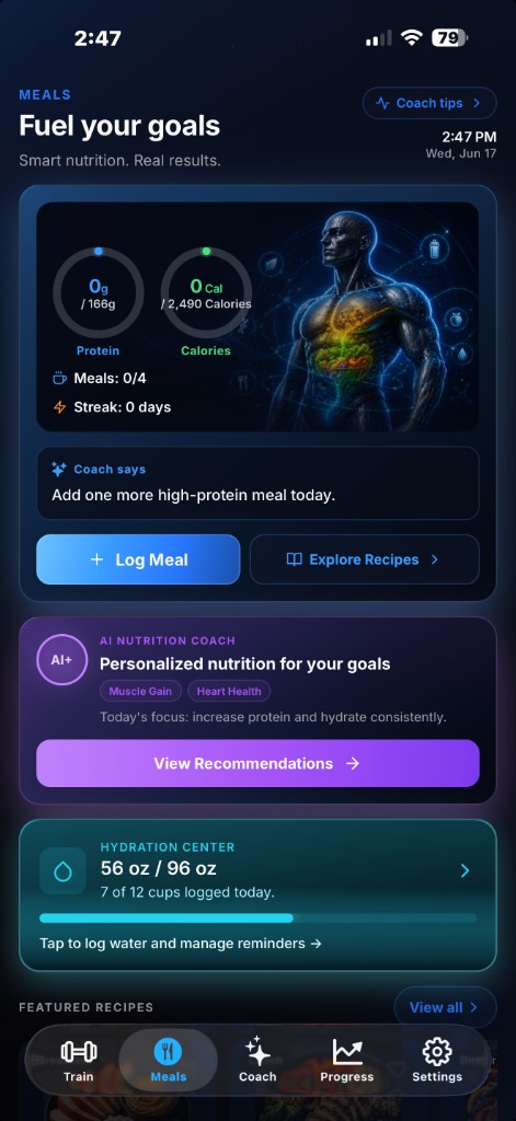 MEALS screen