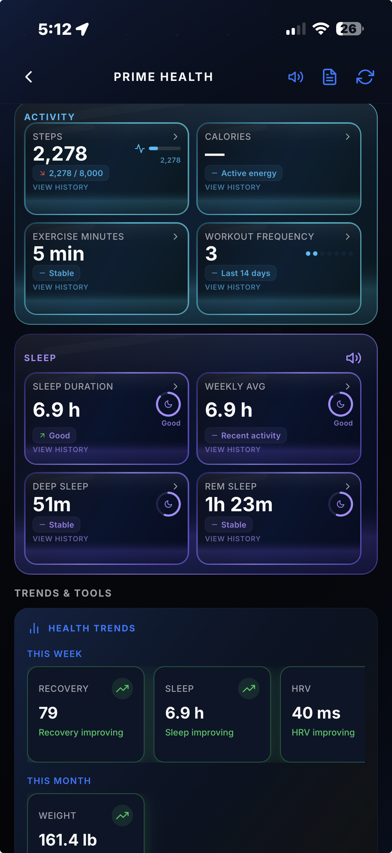 Prime Health activity and sleep